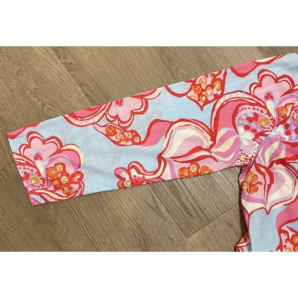 J.McLaughlin Womens Cotton Floral Tunic Top V-Neck‎ Med Chic Resort Work Comfort - Picture 5 of 8